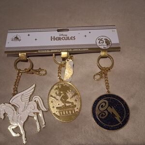 Disney Hercules Keychain Set - Gold, White, Navy Glitter